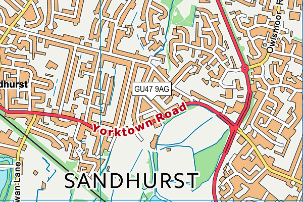 GU47 9AG map - OS VectorMap District (Ordnance Survey)