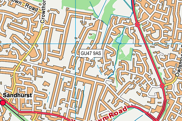 GU47 9AS map - OS VectorMap District (Ordnance Survey)