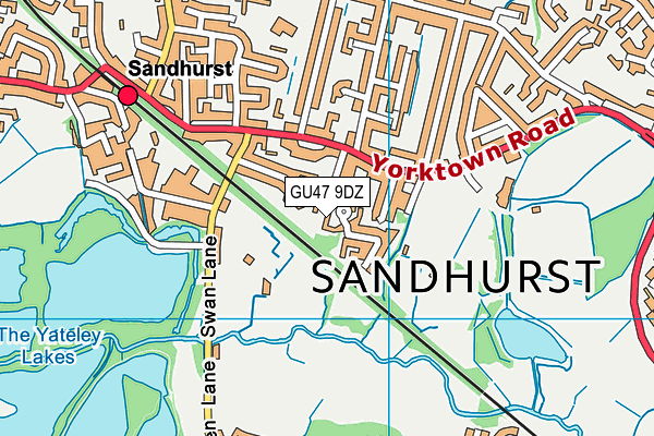 GU47 9DZ map - OS VectorMap District (Ordnance Survey)