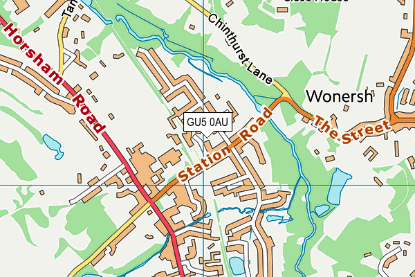 GU5 0AU map - OS VectorMap District (Ordnance Survey)