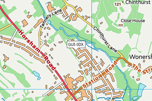 GU5 0DX map - OS VectorMap District (Ordnance Survey)