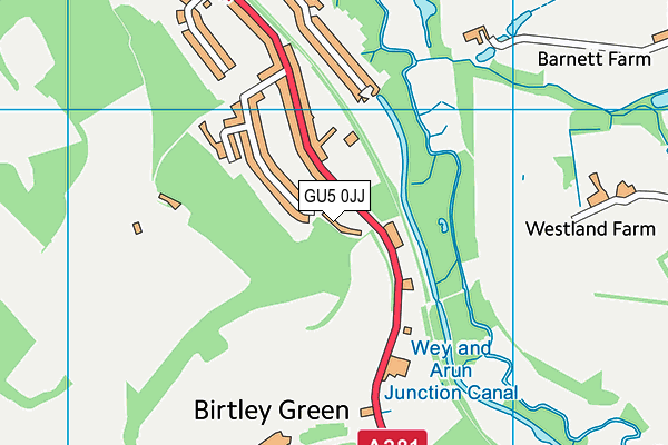 GU5 0JJ map - OS VectorMap District (Ordnance Survey)