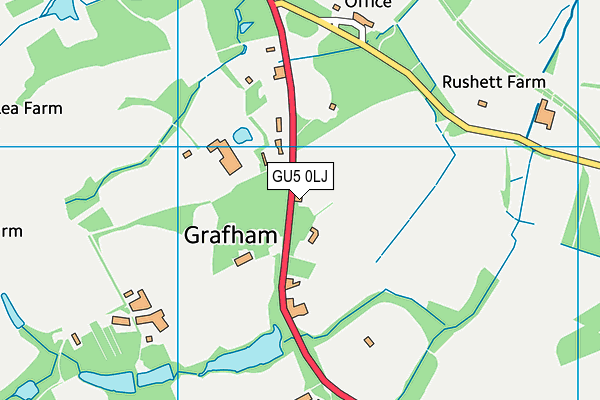 GU5 0LJ map - OS VectorMap District (Ordnance Survey)