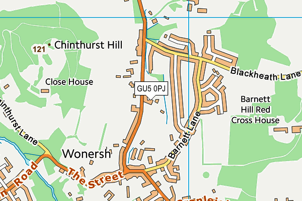 Wonersh Cricket Club map (GU5 0PJ) - OS VectorMap District (Ordnance Survey)