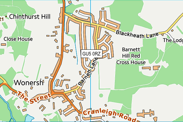 GU5 0RZ map - OS VectorMap District (Ordnance Survey)