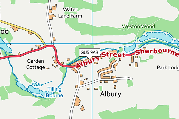 GU5 9AB map - OS VectorMap District (Ordnance Survey)