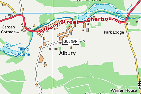 GU5 9AN map - OS VectorMap District (Ordnance Survey)