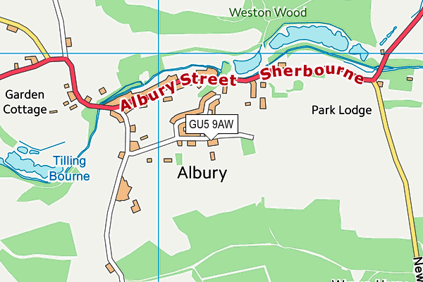 GU5 9AW map - OS VectorMap District (Ordnance Survey)