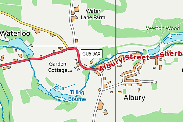 GU5 9AX map - OS VectorMap District (Ordnance Survey)