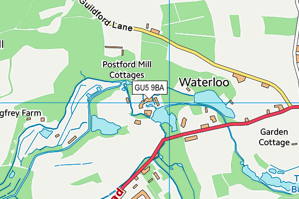 GU5 9BA map - OS VectorMap District (Ordnance Survey)