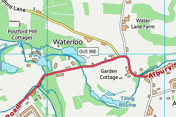 GU5 9BE map - OS VectorMap District (Ordnance Survey)