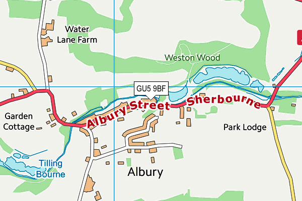 GU5 9BF map - OS VectorMap District (Ordnance Survey)