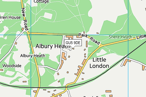 GU5 9DE map - OS VectorMap District (Ordnance Survey)