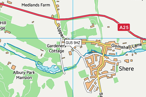 GU5 9HZ map - OS VectorMap District (Ordnance Survey)