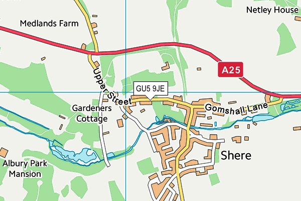 GU5 9JE map - OS VectorMap District (Ordnance Survey)