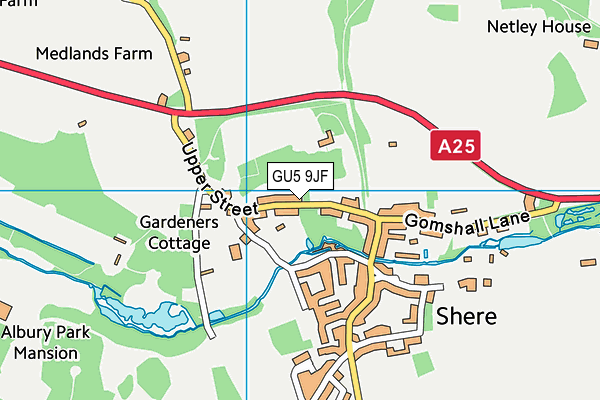 GU5 9JF map - OS VectorMap District (Ordnance Survey)