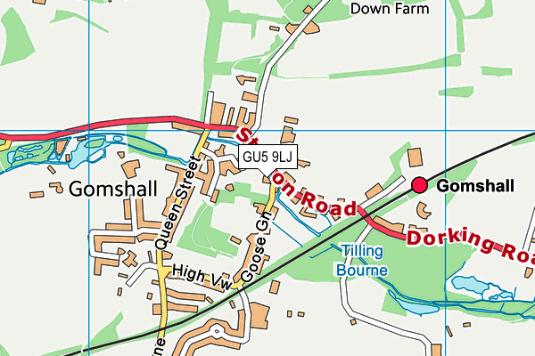 GU5 9LJ map - OS VectorMap District (Ordnance Survey)