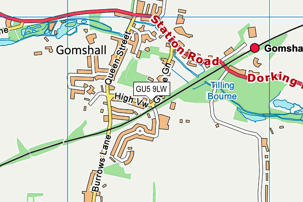 GU5 9LW map - OS VectorMap District (Ordnance Survey)