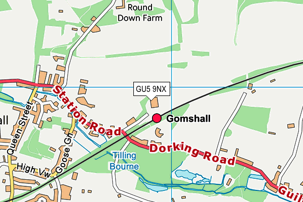 GU5 9NX map - OS VectorMap District (Ordnance Survey)