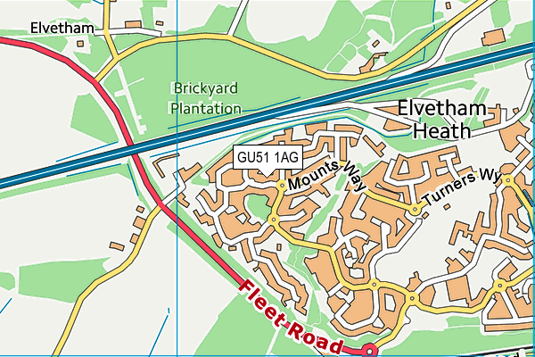 GU51 1AG map - OS VectorMap District (Ordnance Survey)