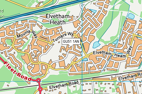 GU51 1AN map - OS VectorMap District (Ordnance Survey)