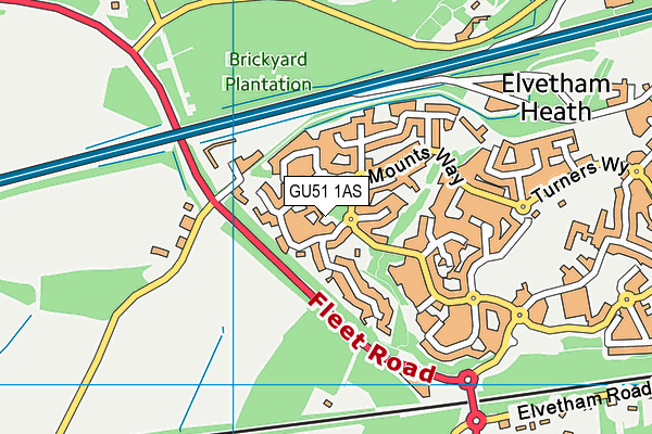 GU51 1AS map - OS VectorMap District (Ordnance Survey)