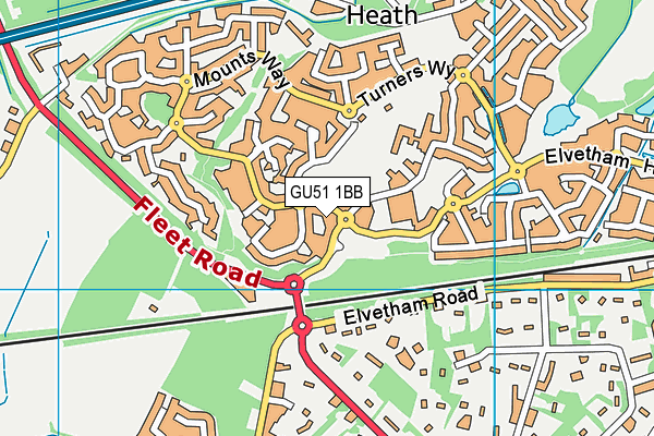 GU51 1BB map - OS VectorMap District (Ordnance Survey)