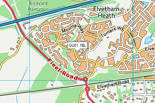 GU51 1BL map - OS VectorMap District (Ordnance Survey)