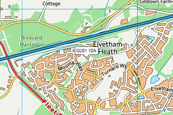 GU51 1DA map - OS VectorMap District (Ordnance Survey)