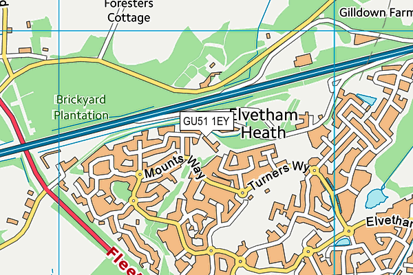 GU51 1EY map - OS VectorMap District (Ordnance Survey)