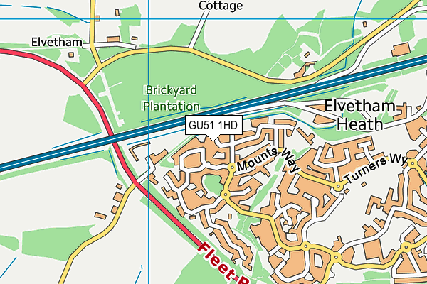 GU51 1HD map - OS VectorMap District (Ordnance Survey)