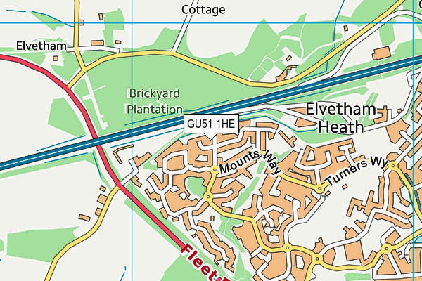 GU51 1HE map - OS VectorMap District (Ordnance Survey)