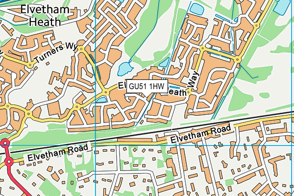 GU51 1HW map - OS VectorMap District (Ordnance Survey)