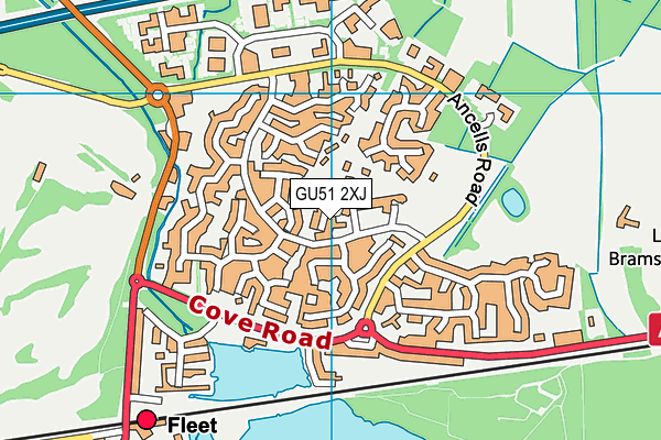 GU51 2XJ map - OS VectorMap District (Ordnance Survey)