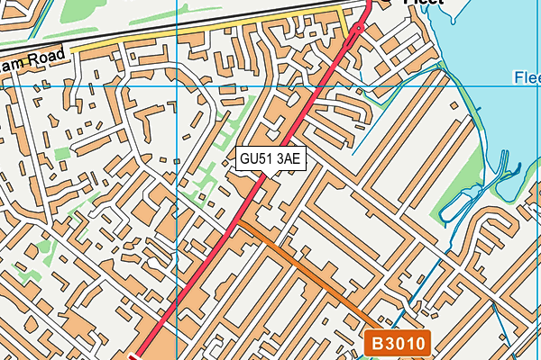 GU51 3AE map - OS VectorMap District (Ordnance Survey)
