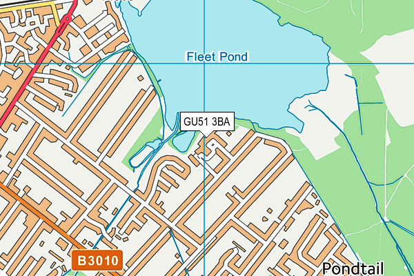 GU51 3BA map - OS VectorMap District (Ordnance Survey)