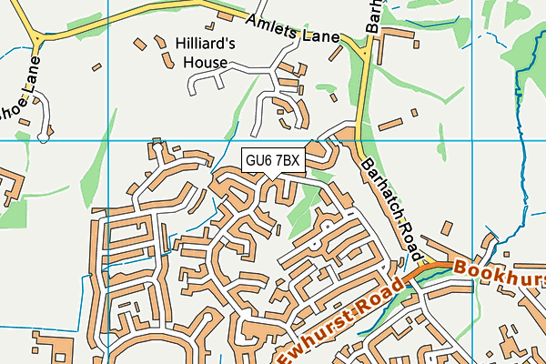 GU6 7BX map - OS VectorMap District (Ordnance Survey)
