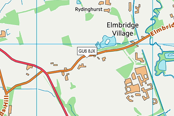 GU6 8JX map - OS VectorMap District (Ordnance Survey)