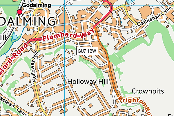 GU7 1BW map - OS VectorMap District (Ordnance Survey)