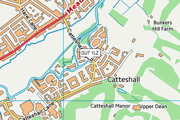 GU7 1LZ map - OS VectorMap District (Ordnance Survey)