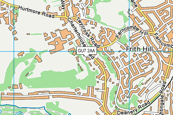 GU7 2AA map - OS VectorMap District (Ordnance Survey)
