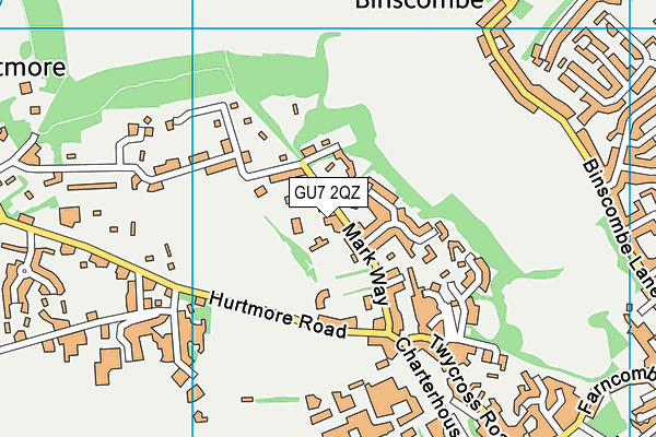 GU7 2QZ map - OS VectorMap District (Ordnance Survey)