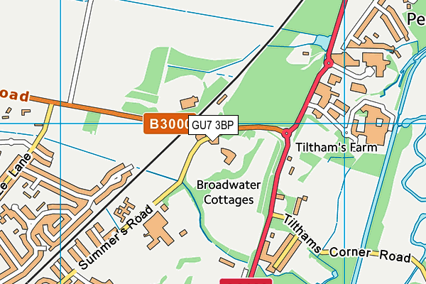 GU7 3BP map - OS VectorMap District (Ordnance Survey)