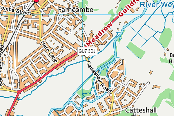 GU7 3DJ map - OS VectorMap District (Ordnance Survey)