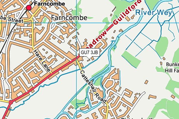 GU7 3JB map - OS VectorMap District (Ordnance Survey)