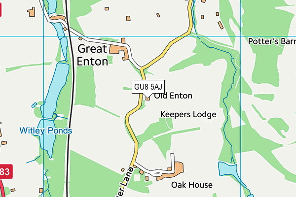 GU8 5AJ map - OS VectorMap District (Ordnance Survey)