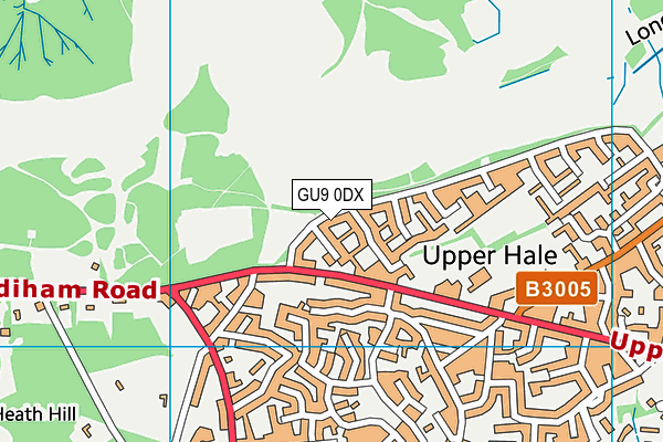 GU9 0DX map - OS VectorMap District (Ordnance Survey)