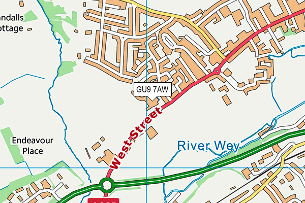 GU9 7AW map - OS VectorMap District (Ordnance Survey)