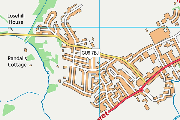 GU9 7BJ map - OS VectorMap District (Ordnance Survey)