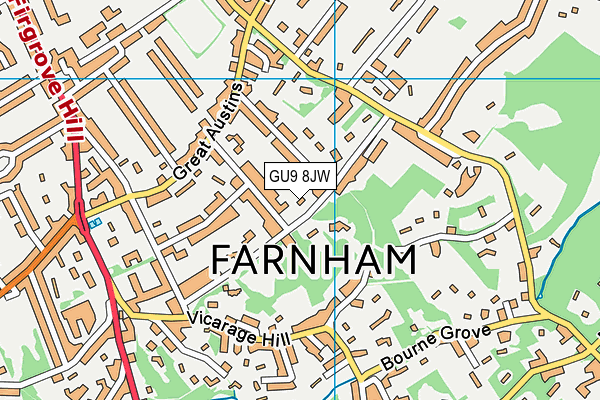 GU9 8JW map - OS VectorMap District (Ordnance Survey)